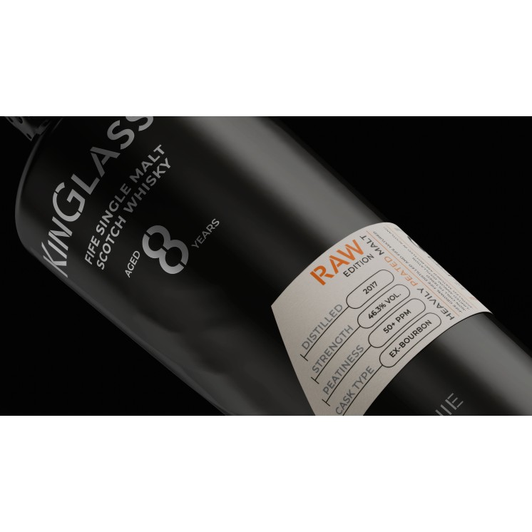 KinGlassie Raw – 8-Year Heavily Peated Single Malt (Fife)